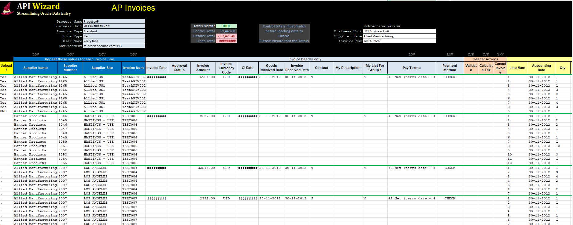 screenshot of API Wizard